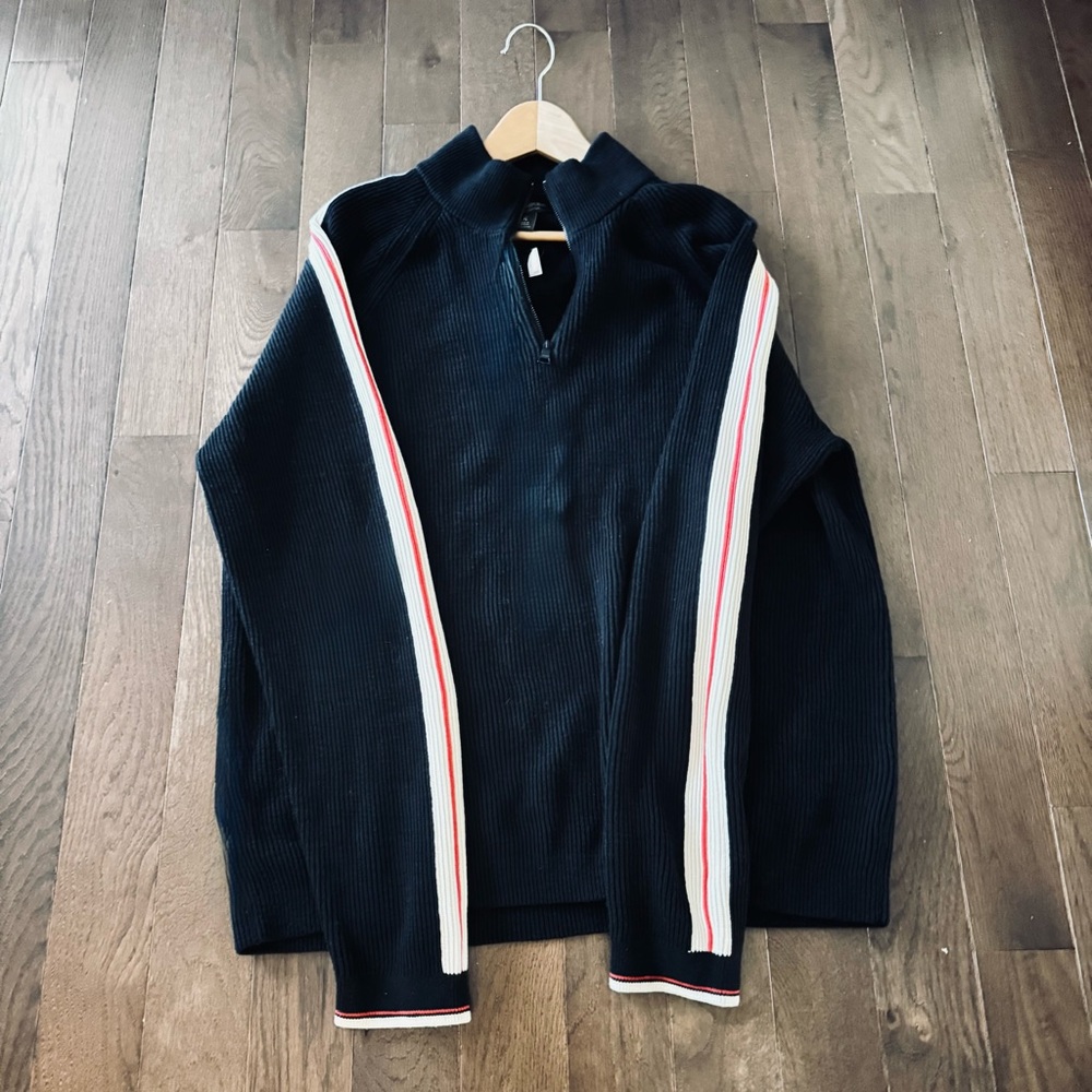 Organic Cotton - Banana Republic New Racer stripe quarter zip sweater